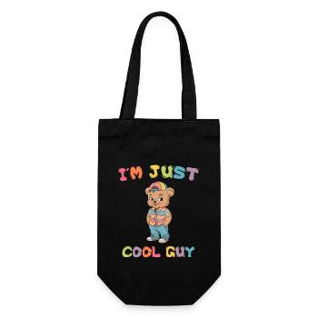 i am just cool guy Tedybär Bär - Geschenkbeutel für Flaschen - Schwarz - Vorne