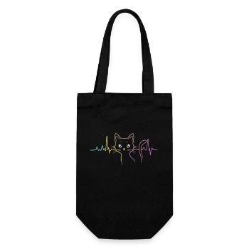 Chats Chat Propriétaire Mignon Animal Heartbeat ECG - Sac à bouteille - noir - Devant