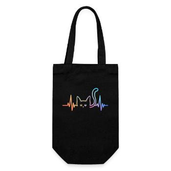 Cats Cat Owner Cute Pet Heartbeat ECG - Gift Bag for Bottles - black - Front