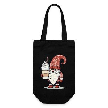 Weihnachtsgnom Mit Kaffee Wichtel - Geschenkbeutel für Flaschen - Schwarz - Vorne