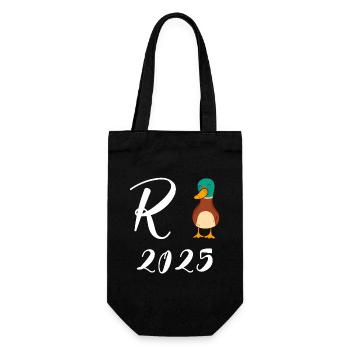 Duck Pension 2025 Pension Retirement Grandpa Grandma Pensioner - Gift Bag for Bottles - black - Front