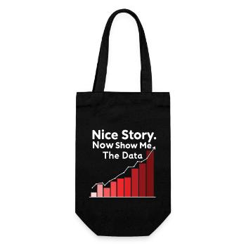 Schöne Geschichte, zeig mir jetzt den Witz des Datenanalysten - Geschenkbeutel für Flaschen - Schwarz - Vorne