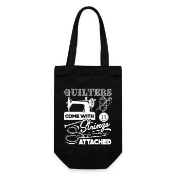 Quilter Quilters Come With Strings Attached - Gift Bag for Bottles - black - Front