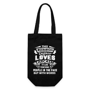Mechanical Engineer Loves Sarcasm - Gift Bag for Bottles - black - Front