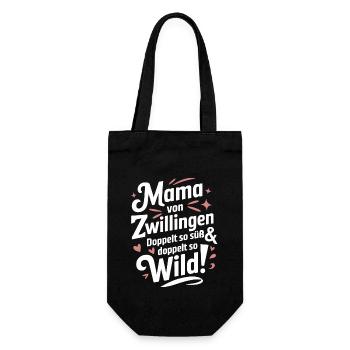 Mama von Zwillingen Zwillingsmama Zwillings Mutter - Geschenkbeutel für Flaschen - Schwarz - Vorne