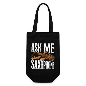 Saxophone Ask Me About My - Geschenkbeutel für Flaschen - Schwarz - Vorne