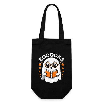 Booooks Geist Halloween Buch Bücherwurm Lesung - Geschenkbeutel für Flaschen - Schwarz - Vorne