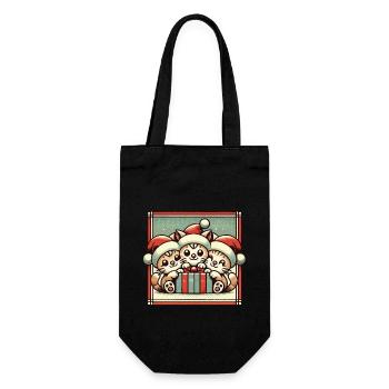 Süße Katzen Weihnachten Retro Charme - Geschenkbeutel für Flaschen - Schwarz - Vorne