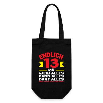 Finally 13th birthday I know everything - Gift Bag for Bottles - black - Front