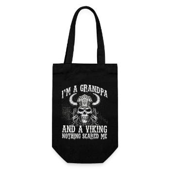 Ich bin Opa und Wikinger, nichts hat mir Angst gemacht - Geschenkbeutel für Flaschen - Schwarz - Vorne