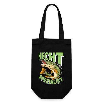 Angler Outfit HECHT SPEZIALIST Lustiges Angeln - Geschenkbeutel für Flaschen - Schwarz - Vorne