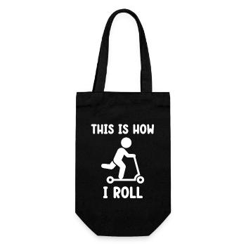 So Rolle Ich Lustiges Roller Motiv - Geschenkbeutel für Flaschen - Schwarz - Vorne