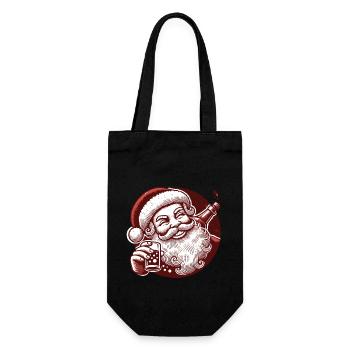 Santa Liebt Alkohol Weihnachtsfeier Spaß - Geschenkbeutel für Flaschen - Schwarz - Vorne
