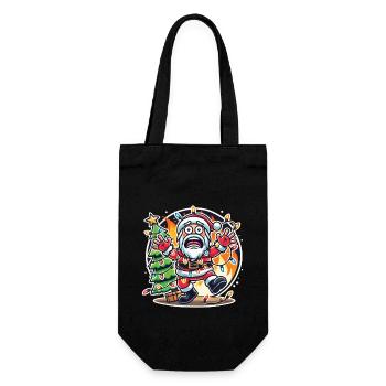 Chaos de Noël avec choc électrique dessin animé - Sac à bouteille - noir - Devant