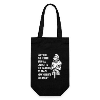 Why did the jester bring a ladder to the castle? T - Gift Bag for Bottles - black - Front