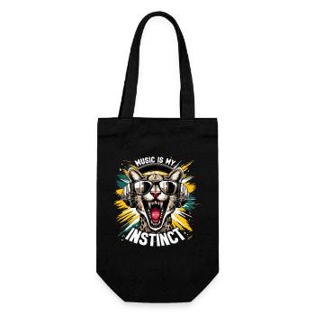 Musik ist mein Instinkt Ocelot Kopfhörer - Geschenkbeutel für Flaschen - Schwarz - Vorne