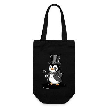 Elegant penguin with top hat - Gift Bag for Bottles - black - Front
