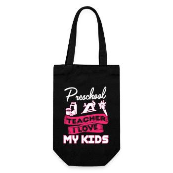 Preschool Teacher Loves Kids - Gift Bag for Bottles - black - Front