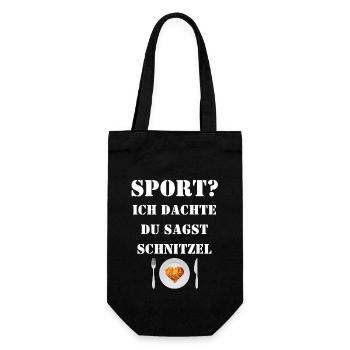 Lustig - Sport? Ich dachte, du sagst Schnitzel - Geschenkbeutel für Flaschen - Schwarz - Vorne