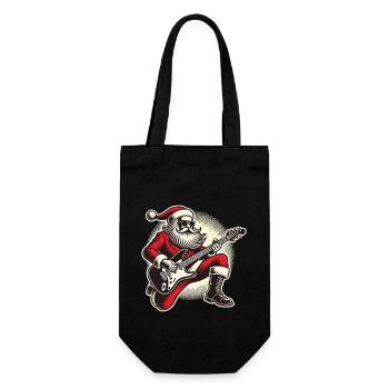 Rocking Santa Claus with guitar - Gift Bag for Bottles - black - Front