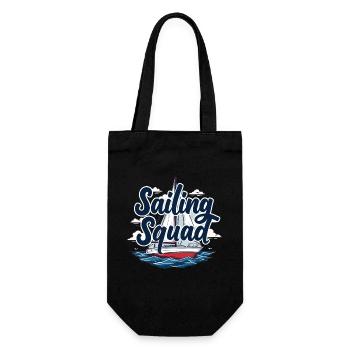 Sailing Squad – Maritimes Design für Segelfans - Geschenkbeutel für Flaschen - Schwarz - Vorne