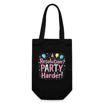 Resolution Party Design – Lustiges Silvester Motiv - Geschenkbeutel für Flaschen - Schwarz - Vorne