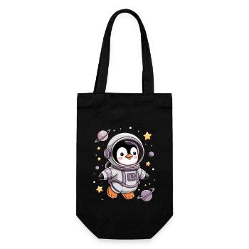 Cute penguin astronaut in space - Gift Bag for Bottles - black - Front