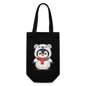 Cute penguin in bear costume - Gift Bag for Bottles - black - Front