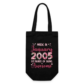 January 2005 20th Birthday for Girls - Gift Bag for Bottles - black - Front