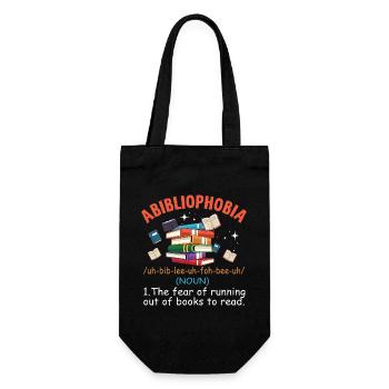 Abibliophobia Bookworm Reading Books - Gift Bag for Bottles - black - Front