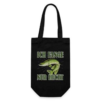 Hecht Angler ICH FANGE NUR HECHT Lustiges Angeln - Geschenkbeutel für Flaschen - Schwarz - Vorne