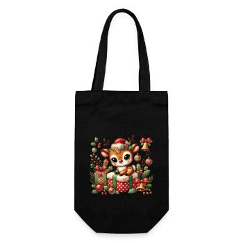Cute reindeer with Christmas decoration - Gift Bag for Bottles - black - Front