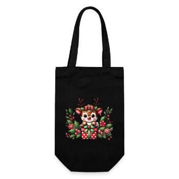 Christmas reindeer fun with gifts - Gift Bag for Bottles - black - Front
