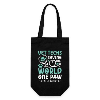 Vet Techs Saving The World One Paw At A Time - Geschenkbeutel für Flaschen - Schwarz - Vorne