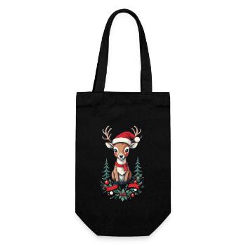 Renne avec chapeau et couronne de Noël - Sac à bouteille - noir - Devant