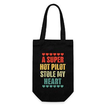 Retro Vintage Pilot Valentines Day Gift - Gift Bag for Bottles - black - Front