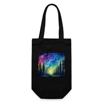 Magische Waldlandschaft unter Sternenhimmel mit - Geschenkbeutel für Flaschen - Schwarz - Vorne