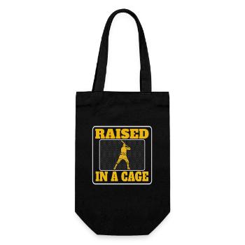 Raised In A Cage Baseball Training Leidenschaft - Geschenkbeutel für Flaschen - Schwarz - Vorne