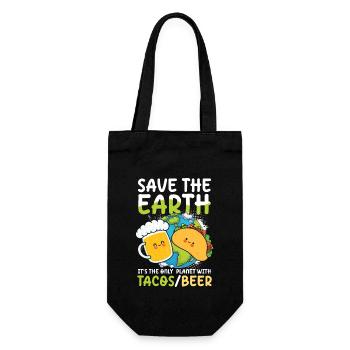 Save The Planet Tacos and Beer - Geschenkbeutel für Flaschen - Schwarz - Vorne