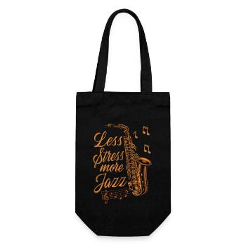 Saxophone Less Stress More Jazz - Geschenkbeutel für Flaschen - Schwarz - Vorne