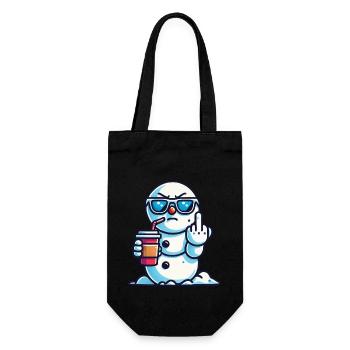 Cooler Schneemann Mit Statement - Geschenkbeutel für Flaschen - Schwarz - Vorne