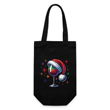 Verre à vin de Noël avec chapeau de Père Noël - Sac à bouteille - noir - Devant