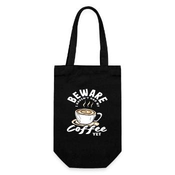 Vorsicht Kaffeeliebhaber: Kaffee Noch Nicht Gehabt - Geschenkbeutel für Flaschen - Schwarz - Vorne
