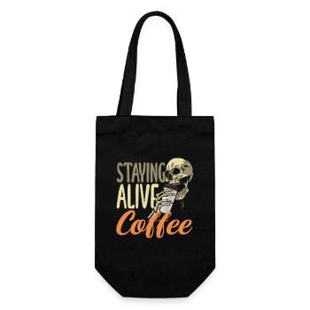 Kaffee Liebhaber Skelett Bleibt Wach - Geschenkbeutel für Flaschen - Schwarz - Vorne