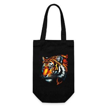 Lustiges Tiger Kunst Tier Natur Wildtier Tiere Zoo - Geschenkbeutel für Flaschen - Schwarz - Vorne