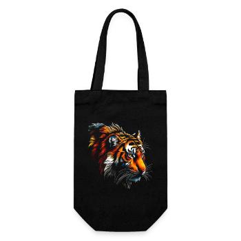 Lustiges Tiger Kunst Tier Natur Wildtier Tiere Zoo - Geschenkbeutel für Flaschen - Schwarz - Vorne