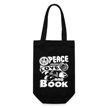 Book Peace Love Book - Gift Bag for Bottles - black - Front