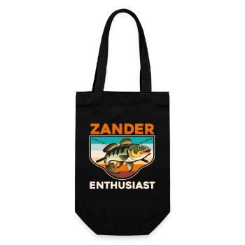 ZANDER ENTHUSIAST Angler Outfit Zander Angeln - Geschenkbeutel für Flaschen - Schwarz - Vorne