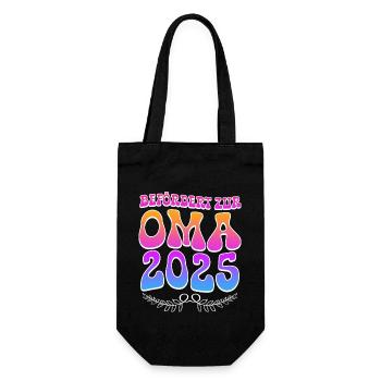 Großmutter BEFÖRDERT ZUR OMA 2025 Omi Rente - Geschenkbeutel für Flaschen - Schwarz - Vorne