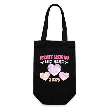RENTNERIN MIT HERZ 2025 Großmutter Renten - Geschenkbeutel für Flaschen - Schwarz - Vorne
